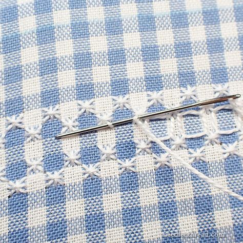 Cotton Thread Crafts, Gingham Cross Stitch, Embroidery On Gingham Fabric, Gingham Embroidery Pattern, Chicken Scratch Patterns, Watermelon Embroidery, Gingham Embroidery, Thread Pattern, Chicken Scratch Embroidery