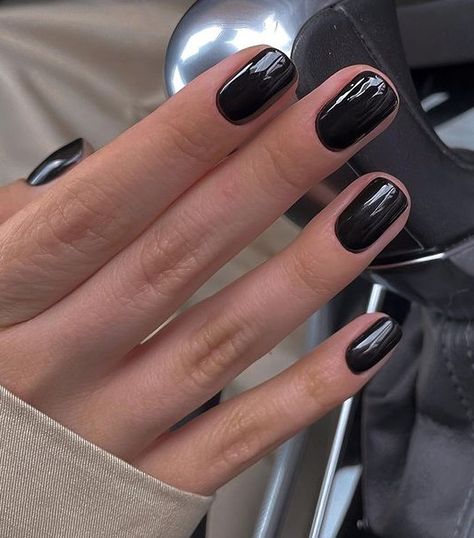 Short Classic Nails, Dark Short Nails, Dark Manicure, Black Cherry Nails, Dark Nail Polish, Cherry Nails, Basic Nails, Classic Nails, Dark Nails