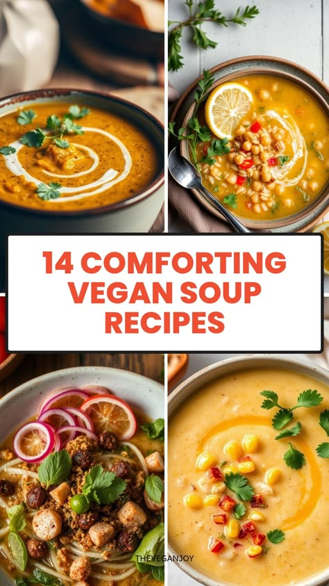 14 Comforting Vegan Soup Recipes Sun King Soup, Soups Recipes Vegan, Whole Food Plant Based Soups, Healing Vegan Soup, Simple Soup Recipes Vegetarian, Winter Soup Vegetarian, Vegetarian Winter Soups, Winter Recipes Vegan, Vegan Gf Soup