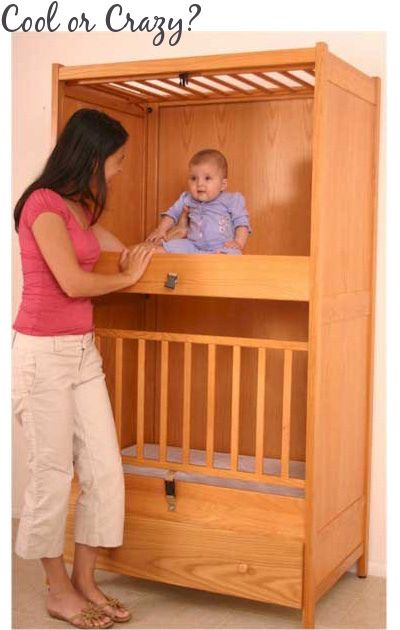 Cool or Creepy? Cribs for twins with a small room..... Baby Cribs For Twins, Bunk Bed Crib, Twin Cribs, Diy Crib, Baby Storage, Cool Bunk Beds, Bunk Beds With Stairs, Church Nursery, Small Bed