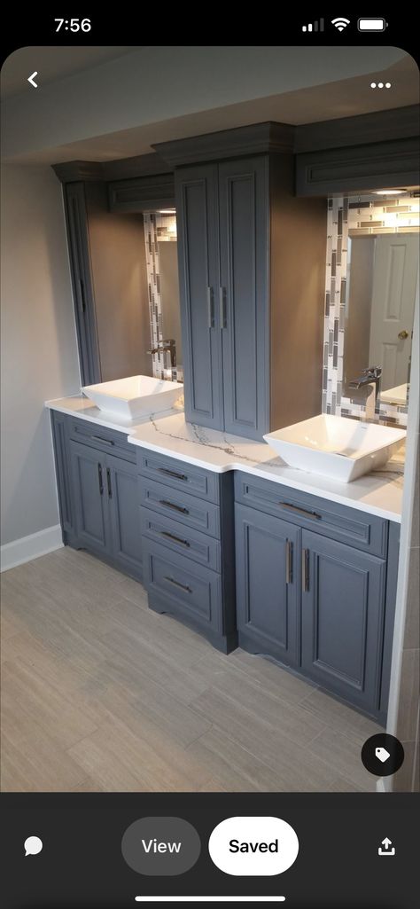 72 Inch Bathroom Vanity Double Sinks Rustic, Master Bath Vessel Sinks, Bathroom With 2 Sinks Ideas, Bathroom Remodel White And Grey Master Bath, Bathroom Ideas Countertops, Bathroom With Vessel Sink Ideas, Bathroom Cabinets Over Sink, Bathrooms With Vessel Sinks, His Her Sinks Master Bath