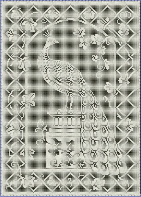 Peacock and Trellis Filet Crochet Pattern | Etsy Fillet Crochet Charts, Crochet Patterns Filet, Crochet Applique Patterns Free, Fillet Crochet Patterns, Filet Crochet Charts, Crochet Bedspread Pattern, Steel Crochet Hooks, Fillet Crochet, Crochet Curtains