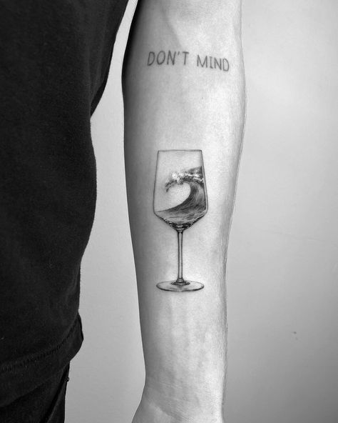 Wine Bottle Tattoo Design, Tattoo Wine Ideas, Wine And Cheese Tattoo, Hospitality Tattoo, Wein Glas Tattoo, Liquor Bottle Tattoo, Bottle Of Wine Tattoo, Sangria Tattoo, In Vino Veritas Tattoo