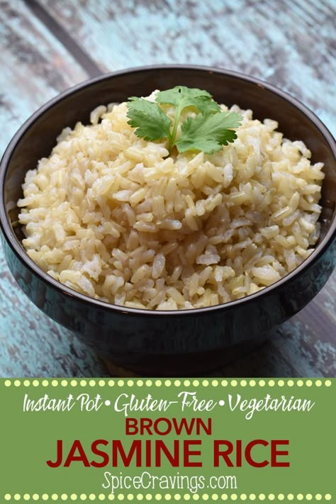 Brown Jasmine Rice. Instant Pot, gluten free and vegetarian. #glutenfree #jasminerice  #vegetarian Brown Rice In Instant Pot, Jasmine Rice Instant Pot, Milk Carton Template, Instant Pot Rice Recipes, Rice In Instant Pot, Instant Pot Brown Rice, Brown Rice Cooking, Rice Basmati, Brown Jasmine Rice