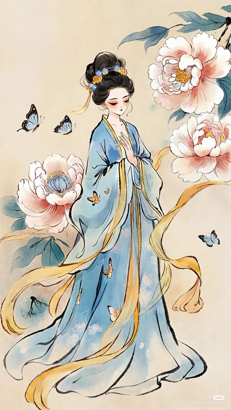 Geisha Design, Chinese Drawings, Chinese Folk Art, Arte Nerd, Chinese Art Painting, Geisha Art, Soyut Sanat Tabloları, Japon Illustration, Chinese Art Girl