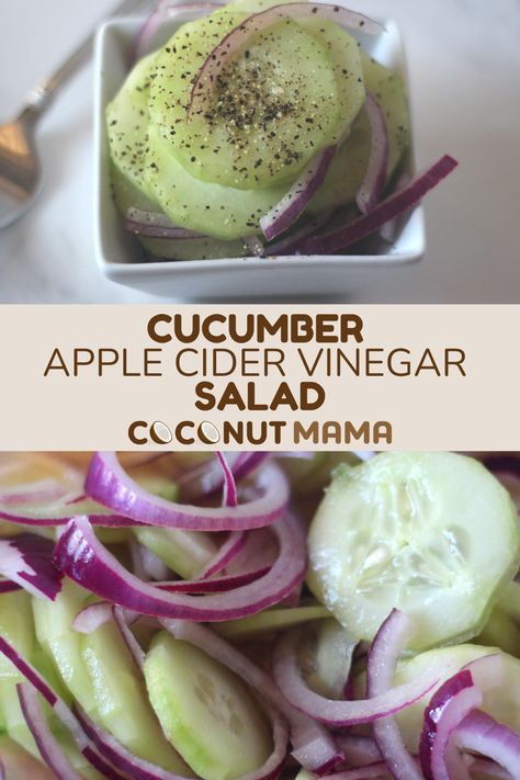 Enjoy this simple and delicious cucumber vinegar salad tossed in an apple cider vinegar marinade. This salad is a refreshing side dish! Apple Cider Vinegar Marinade, Cucumber Vinegar Salad, Cucumber Vinegar, Salad With Onion, Apple Cider Vinegar Salad, Apple Cidar Vinegar, Cucumber Onion Salad, Cucumber Salad Vinegar, Vinegar Salad