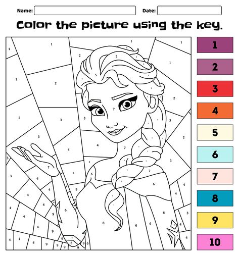 Colour By Numbers Printable For Kids, Disney Color By Number Printable Free, Frozen Coloring Pages Free Printables, Colour By Number Free Printable, Disney Color By Number, Free Color By Number Printables, Pixel Art Color By Number, Christmas Color By Number, Number Printables