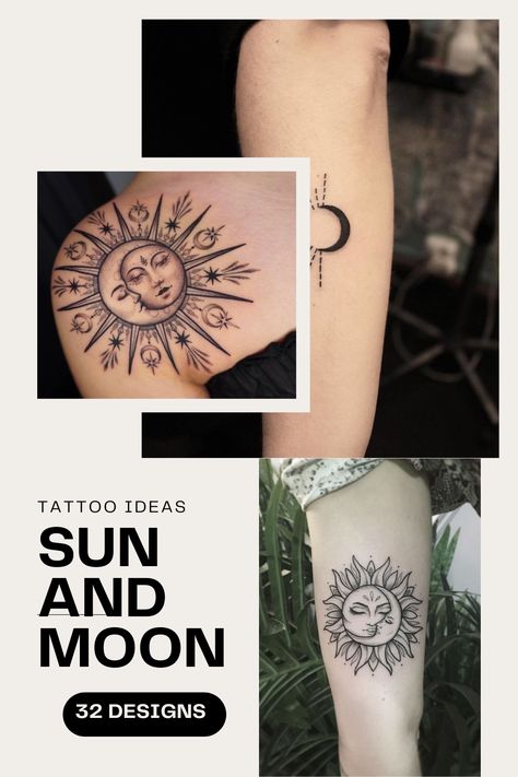 40 Sun and Moon Tattoos To Symbolize Intimacy, Balance, Spiritual Strength and More 39 Moon And Sun Sister Tattoo, Moon And Sun Chest Tattoo, My Whole World Tattoo, Celtic Sun And Moon Tattoo, Sun Moon Flower Tattoo, Live By The Sun Love By The Moon Tattoo, Sun And Moon Couple Tattoo, Moon Tattoo Designs For Women, Star Sleeve Tattoo