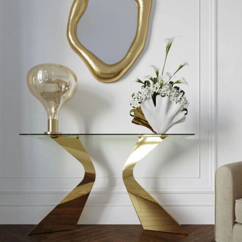 Unique Console Table, Gold Console Table, Console Design, Glass Console Table, Dressing Rooms, Hallway Table, Statement Lighting, Hall Table, Innovative Fashion