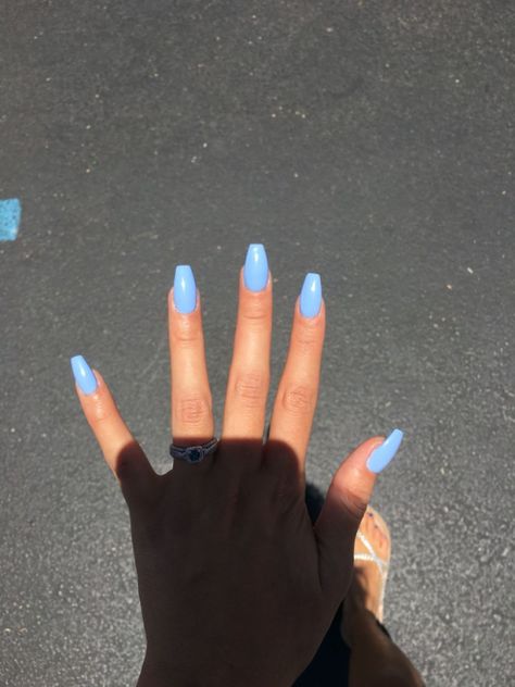 Blue Coffin Nails, December Nails, Baby Blue Nails, Blue Acrylic Nails, Nails Winter, Super Nails, Blue Nail, Coffin Nails Long, Summer Acrylic Nails