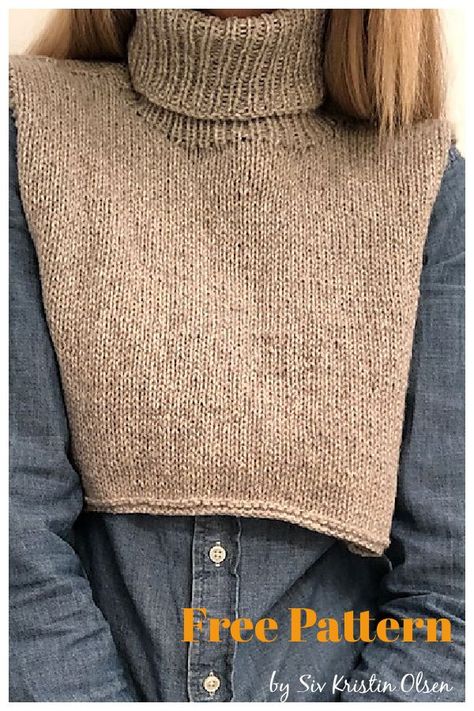 My Polo Neck Free Knitting Pattern Addi Patterns, Easy Scarf Knitting Patterns, Knit Cowl Pattern Free, Vest Pattern Free, Easy Knitting Patterns Free, Knitting Sweaters, Knit Vest Pattern, Cowl Knitting Pattern, Free Knitting Patterns