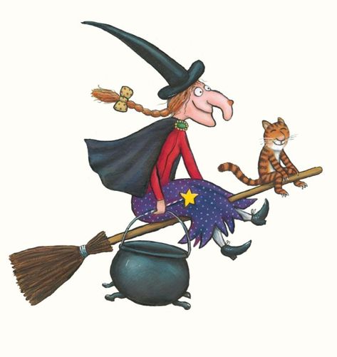 Axel Scheffler, Witch Drawing, Room On The Broom, Story Activities, Halloween Window, A Broom, Felt Halloween, Green Bird, Halloween Painting