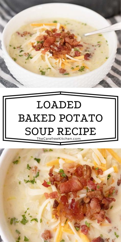 Easy Loaded Baked Potato Soup, Easy Loaded Baked Potato, Loaded Baked Potato Soup Recipe, Creamy Potato Soup Recipe, Homemade Potato Soup, Baked Potato Soup Recipe, Best Potato Recipes, Loaded Potato Soup, Night Recipes