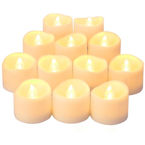 Oria LED Candles Tea Lights, Flickering Flameless Candles, Realistic Battery Operated Fake Candle with Warm White Bulb light for Christmas Decoration, Festivals, Weddings Propose etc. (Pack of 12): Amazon.co.uk: Kitchen & Home Fake Candle, Fake Candles, Flameless Tea Lights, Battery Operated Tea Lights, Mood Lights, Led Candle Lights, Easy Halloween Crafts, Led Tea Lights, Flameless Led Candles