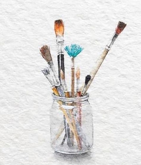 Watercolour Objects, Abstract Watercolor Tutorial, Watercolor Objects, Planting Vines, Art Tutorials Watercolor, Mixed Media Art Canvas, Paint Brush Art, Watercolor Projects, 수채화 그림