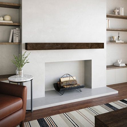 Modern Shelf Design, Floating Mantel Shelf, Wood Mantel Shelf, Propane Fireplace, Floating Mantel, Fireplace Mantel Shelf, Gas Fireplace Insert, Concrete Fireplace, Wood Mantels