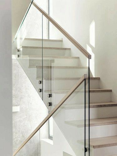 Glass Handrails For Stairs, Glass Staircase Railing, Glass Stair, Glass Railing Stairs, Staircase Interior Design, Staircase Railing Design, House Portugal, Staircase Handrail, House Staircase