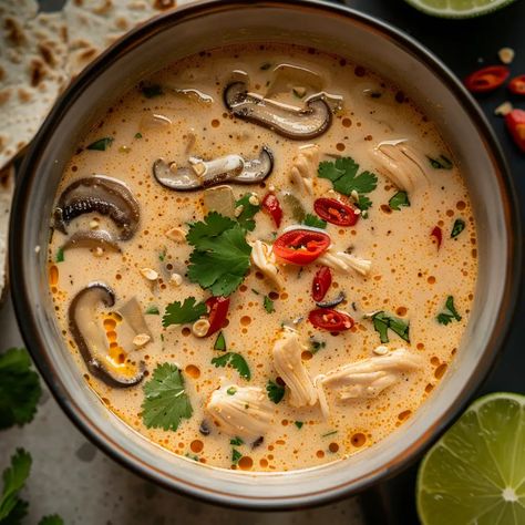 Slow Cooker Tom Kha Soup, Tom Kha Soup Recipe, Tom Kha Soup, Tom Kha, Homemade Soup Recipe, Chowder Recipes, Slow Cooker Soup, Easy Slow Cooker, Homemade Soup