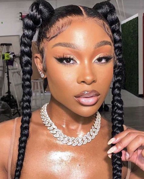 Braided Pigtails Black Women, Braided Hairstyles 2023, Makeup Inspiration Glam, Jayda Wayda Braids, Experimental Makeup, Indian Braids, Amour Jayda, Slick Ponytail, Tail Braids