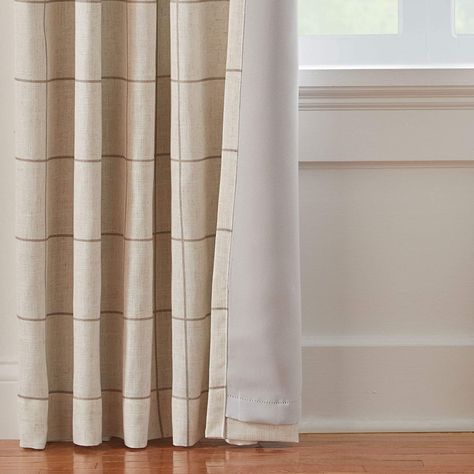 Single Window Curtain, Plaid Curtains, Bedroom Color Combination, Classic Window, Tab Curtains, Textured Panels, Farmhouse Windows, Windowpane Plaid, Blackout Windows