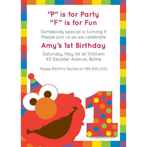 Custom Elmo invitations can be personalized with your message and choice of font and text color. Send off your custom invitations in the included white envelopes. Elmo 1st Birthday Party, Elmo 1st Birthday, Elmo Birthday Party Boy, Elmo Invitations, Elmo First Birthday, Elmo Birthday Party, Sesame Street Birthday Party, Elmo Party, Elmo Birthday