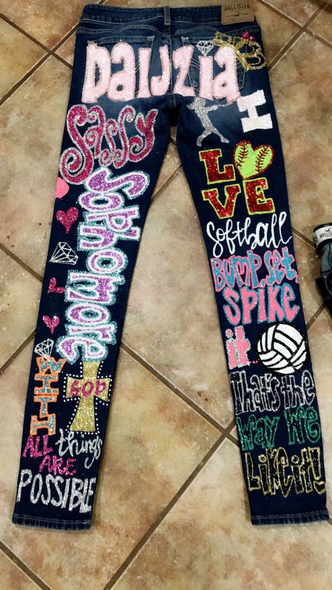 Homecoming Inspiration, Hoco Pants, Homecoming Overalls, Spirit Overalls, Highschool Sports, Homecoming Pants, Senior Painted Jeans, Senior Pants, Spirit Jeans