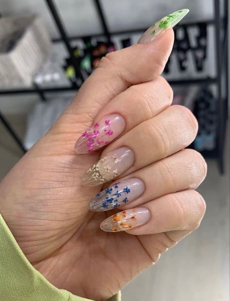 Rounded Acrylic Nails, Long Gel Nails, Manicured Nails, Encapsulated Nails, Witchy Nails, Asian Nails, Summer Nail Art, Nail Art Jewelry, Grunge Nails