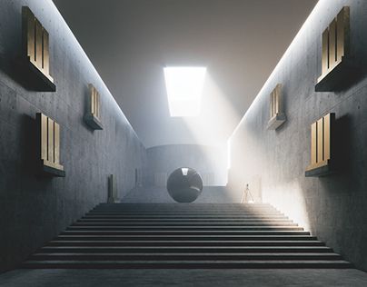 Chichu Art Museum. Tadao Ando. CGI. Tadao Ando Light And Shadow, Chichu Art Museum Tadao Ando, Tadao Ando Museum, Chichu Art Museum, Art Museum Architecture, Atrium Design, Museum Interior, Museum Lighting, Tadao Ando