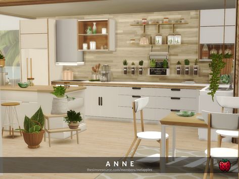 Sims 4 — Anne kitchen by melapples — a tropical kitchen filled with sunlight. enjoy! 6x8 $25717 short walls Sims 4 Houses Kitchens, Kitchen Mods Sims 4, Kitchen Furniture Cc Sims 4, Kitchens Sims 4, Sims 4 Cc Rooms Kitchens, Sims 4 Mods Furniture Kitchens, Sims 4 Kitchen Cabinets Cc, Cc Living Room Sims 4, Sims 4 Cc House Decor Kitchen