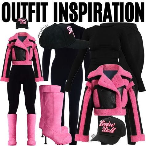 Pretty in pink and black 💕 comment below for links Black Outfit Black Women, Pink Black Outfit, Outfit Black Women, Pink And Black, Black Outfit, Winter Collection, Pink Black, Pretty In Pink, Black Women