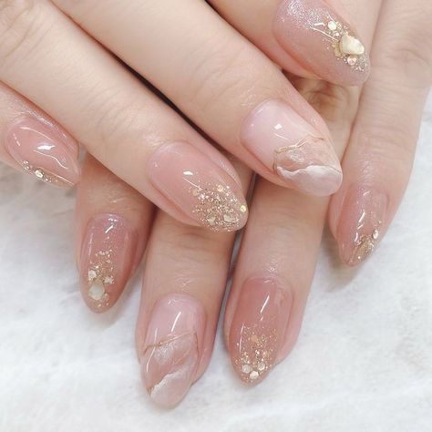 Nail Ideas Korean Style, Bridal Nails Designs, Manikur Kuku, Bridal Nail Art, Art Deco Nails, Asian Nails, Subtle Nails, Beauty Nails Design, Pretty Nail Art Designs