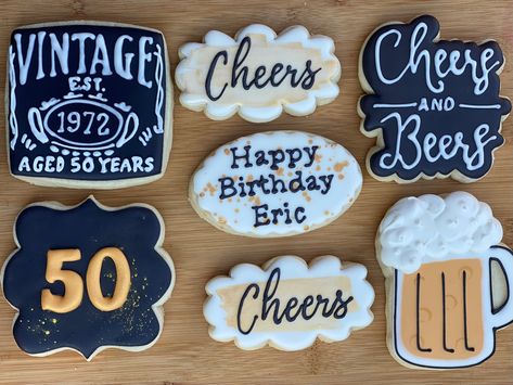 50th Birthday Cookie Ideas, 21st Birthday Cookies For Guys, 50th Birthday Cookies For Men, Birthday Cookies For Men, Cookies For Men, 50th Birthday Cookies, Special Cookies, 50th Bday, Sweets Table