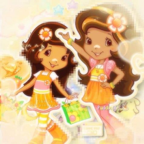 Strawberry Shortcake And Orange Blossom Matching Pfp, Orange Blossom Pfp, Orange Strawberry Shortcake, Orange Blossom Strawberry Shortcake, Strawberry Shortcake Cartoon, Strawberry Shortcake Characters, Short Cake, Coconut Dream, Couple Cartoon