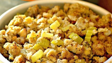 Instant Pot® Traditional Dressing Recipe - Allrecipes.com Potato Bread Stuffing, Bread Stuffing, Stuffing Casserole, Thanksgiving Dinner Recipes, Potato Bread, Amish Recipes, Stuffing Recipes, Thanksgiving Sides, Thanksgiving Side Dishes