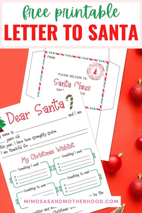 Writing a letter to Santa is one of the most special parts of the holiday season when you have young children. This free Santa letter printable is a great, easy way to create some special memories together. Dear Santa Printable, Free Santa Letter Template, Free Printable Santa Letters, Kids Letter To Santa, Letter To Santa Printable, Free Letters From Santa, Kids Christmas List, Santa Printable, Santa Letter Printable