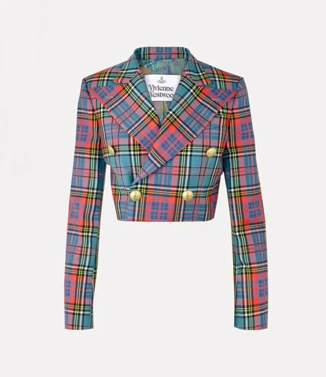 Vivienne Westwood Outfit, Vivienne Westwood Tartan, Weird Clothes, Dress Blazer, Cropped Blazer, Double Breasted Jacket, Boutique Online, Tartan Pattern, Jacket Design