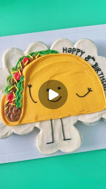 Taco Cupcake Cake, Taco Cake Topper, Taco Themed Cake, Taco Cake Birthday, Threesta Birthday Cake, Taco Theme Cake, Taco Cake Ideas, Taco Birthday Cake, Insta Accounts To Follow