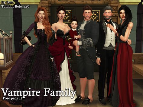 Beto_ae0's Vampire family II (Pose Pack) Sims 4 Vampire Family, Vampire Room, Vampire Family, Sims Poses, Toddler Poses, Sims 4 Cas Mods, Pool Poses, Cc Hair, 4 Poses