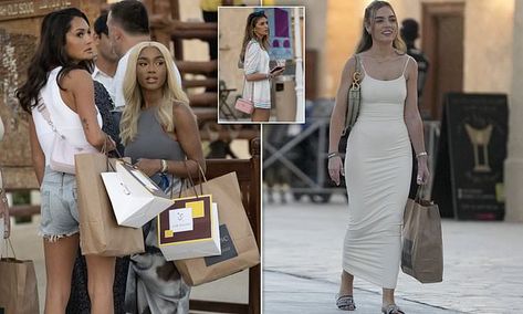 Jack Grealish's girlfriend Sasha Attwood leads the England WAGs shopping in Doha during World Cup | Daily Mail Online Jack Grealish And Sasha, England Wags, Denim Hot Pants, Orange Trainers, Jack Grealish, Short Sleeve Cardigan, Doha, Comfy Fits, Go Shopping