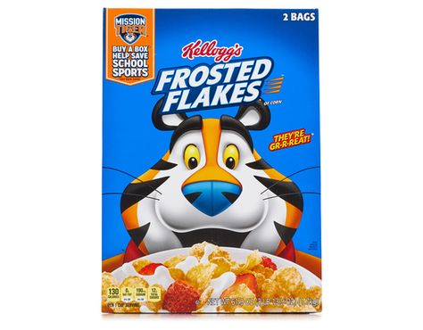 The crunchy flakes perfectly coated with sweetened frosting gives every morning a great start.  Kellogg's Frosted Flakes is a good source of Vitamin D. Corn Cereal, Tony The Tiger, Homemade Trail Mix, Family Dollar, Granola Cereal, Ice Cream Toppings, Corn Flakes, Snacks For Work, Nut Milk