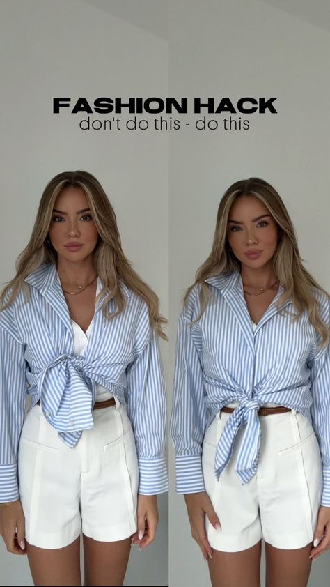 DENISE BOBE | fashion, home & beauty | Bluse richtig binden ✔️🫶🏼 probiert es mal aus 😍 - #fashionhack #hacks #blouses #fashion | Instagram Tie Blouse Outfit, Blouse Outfit Ideas, How To Tie A Shirt, Tie A Shirt, Tie Blouse, Blouse Outfit, Outfit Ideas, Fashion Home, Blouses