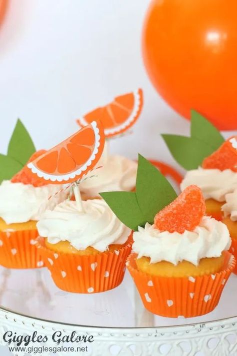 Diy Decorations Party, Orange Birthday Parties, Bruschetta Bar, Spring Cupcakes, Summer Favors, Citrus Baby, Orange Cupcakes, Orange Birthday, Orange Baby Shower