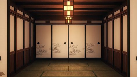 Anime Dojo Background, Demon Slayer Background Scene, Kny Backgrounds, Kny Background, Japanese Sliding Doors, Infinity Castle, Background Anime, Simplistic Wallpaper, Castle Background