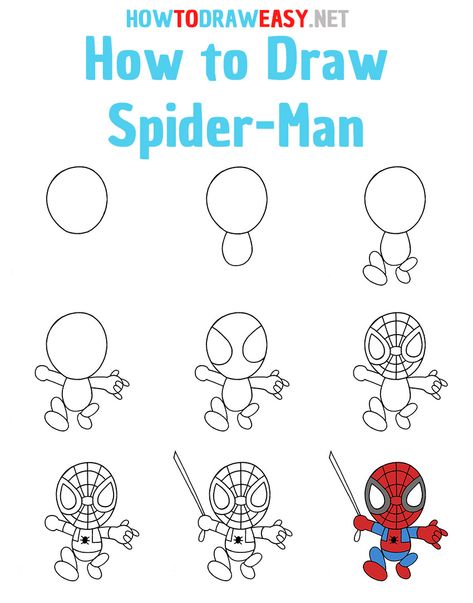 How to Draw Spiderman Step by Step #Spider #SpiderMan #SpiderManDrawing #DrawingSpiderMan #Comics #Marvel #StepbyStep Spiderman Drawings, How To Draw Spiderman, Drawing Spiderman, Draw Spider, Spiderman Painting, Spiderman Images, 3d Spider, Draw 3d, Drawing Steps