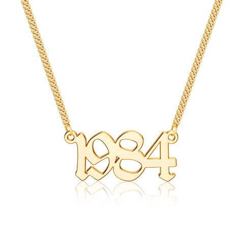 PRICES MAY VARY. YEAR NECKLACE: 1984 year necklace for womens symbol your and her year of birth, year of wonderful moment. Year necklace is is sparking and stunning bring you back happy memories. SIZE: Birth year number is with an adjustable chain for length 18--20 inches. You can use lobster clasp easy to adjust gold year length by yourself. Materials: 18K Gold plated birth year necklace made of premium copper, without nickle and lead, will never fade, rust, stain, corrode, or turn skin green, Birth Year Necklace, Year Necklace, 50th Birthday Gifts For Woman, Promise Necklace, Best Friends Sister, Meaningful Necklace, Graduation Year, Number Necklace, Friend Jewelry