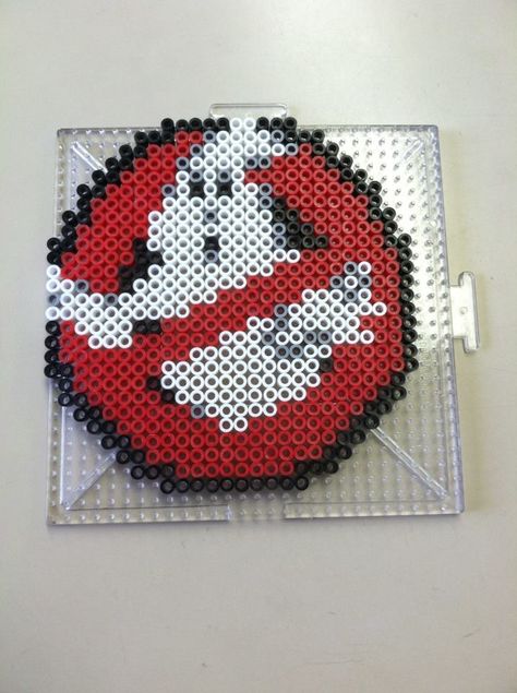 Ghostbusters Perler Beads, Ghostbusters Pixel Art, Pearl Beads Pattern Pixel Art, Stranger Things Perler Bead Patterns, Ghostbusters Props, Bead Buddies, Ghostbusters Logo, Melt Beads Patterns, Easy Perler Bead Patterns