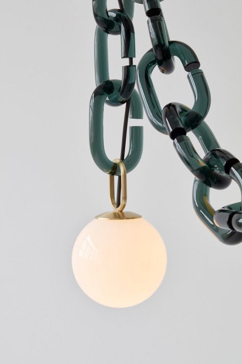 Trueing's Cerine lighting hangs from chunky coloured glass chains Trueing Lighting, Living Room Mood Lighting, Minimalist Lighting, Pendant Fixture, Kitchen Lighting Fixtures, Style Deco, Luminaire Design, Design Milk, Kitchen Lighting