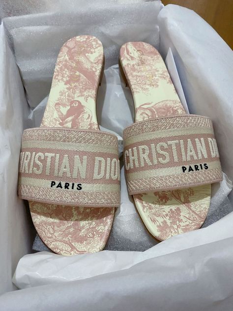 Dior Dway Slides, Dway Slides, Christian Dior Sandals, Pink Dior, Dior Sandals, Hermes Handbags, Slides Sandals, Dior Shoes, Chloe Bag