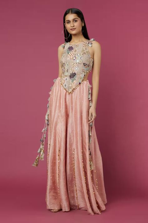 MRUNALINI RAO Embroidered Cape & Printed Lehenga Set $1,314 Payal Singhal Lehenga, Payal Singhal Outfits, Sangeet Outfit Indo Western, Aza Fashion Outfits 2023, Trending Indian Dresses, Mehandi Outfit, Silk Sharara, Ceremony Outfit, Mehndi Outfit