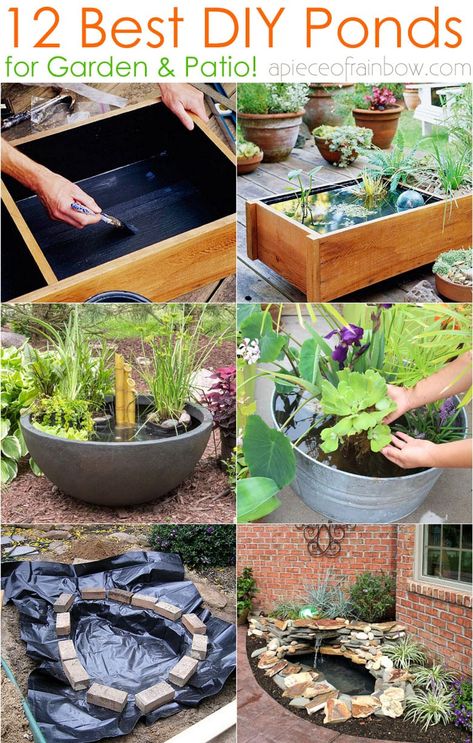 12 best DIY pond ideas & tutorials, from easy kits for small garden & patio water feature to beautiful backyard waterfall with plants & fish! - A Piece of Rainbow, outdoor projects, fountain, landscaping, gardening, curb appeal, landscape design, summer, koi ponds, #gardendesign #landscaping #gardenpath #gardens #gardening #curbappeal #landscape #diy